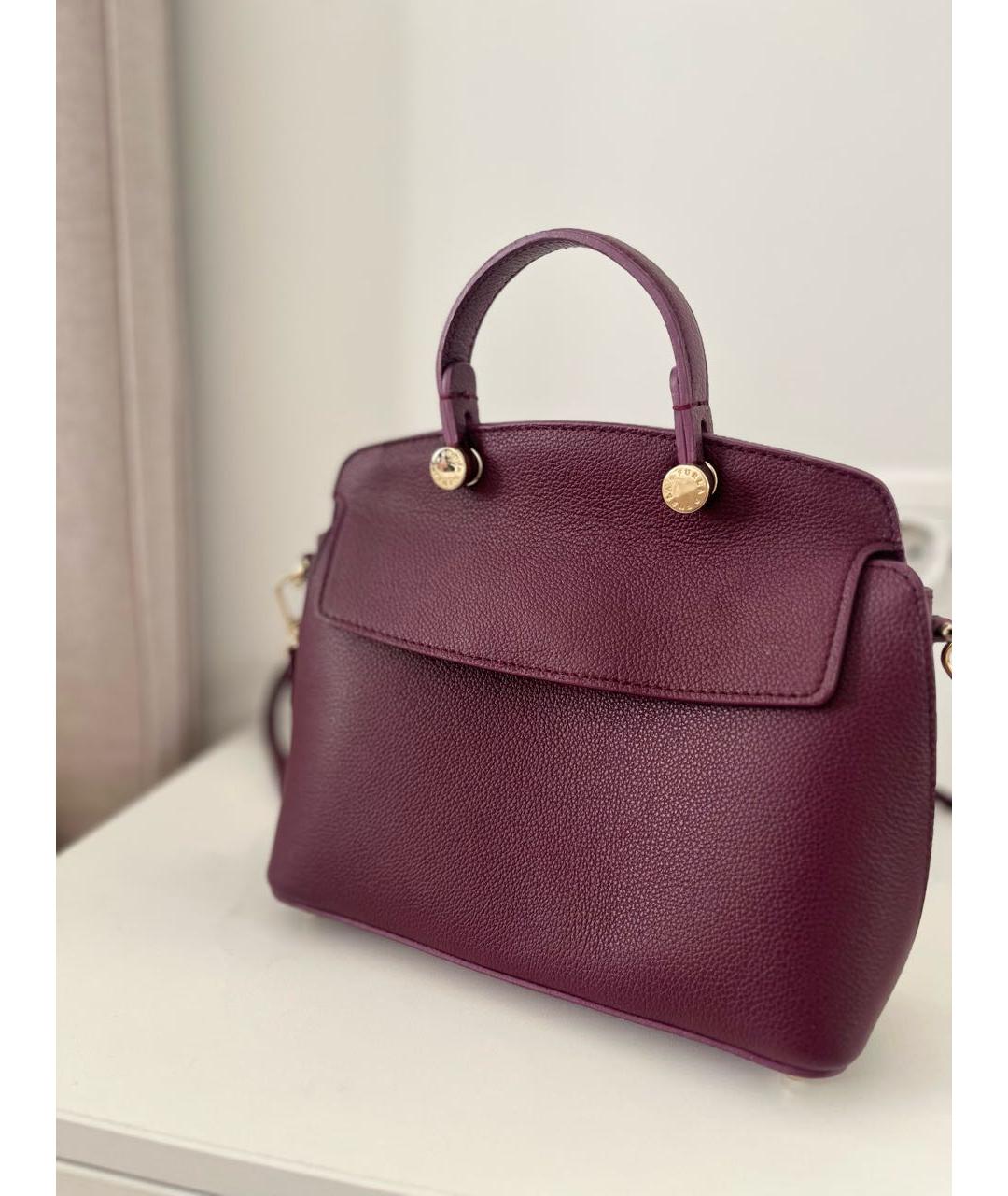 FURLA Бордовая кожаная сумка с короткими ручками, фото 5