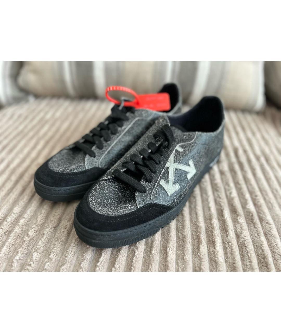 OFF-WHITE Антрацитовые низкие кроссовки / кеды, фото 2