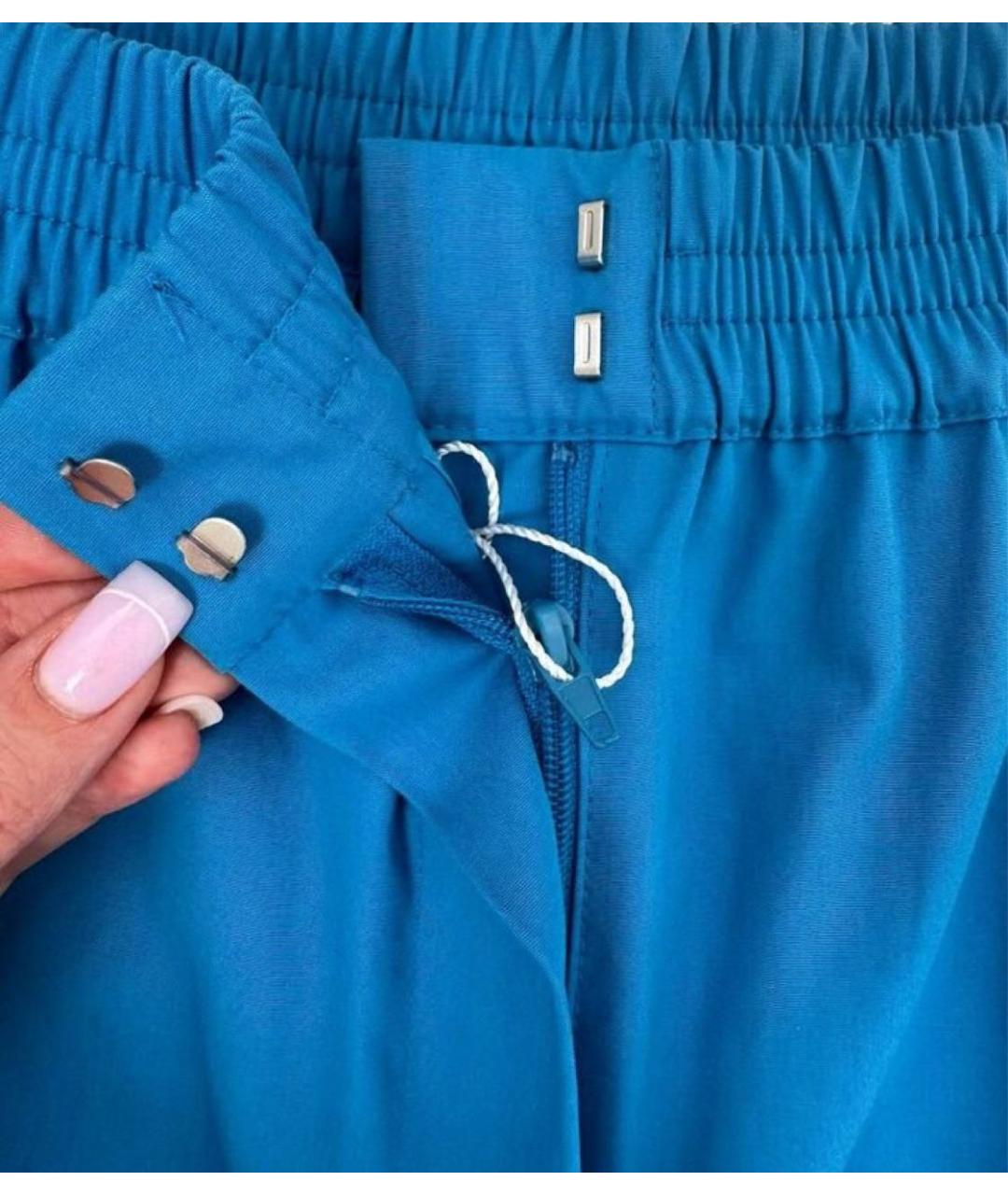 SPORTMAX Голубые хлопковые брюки широкие, фото 4