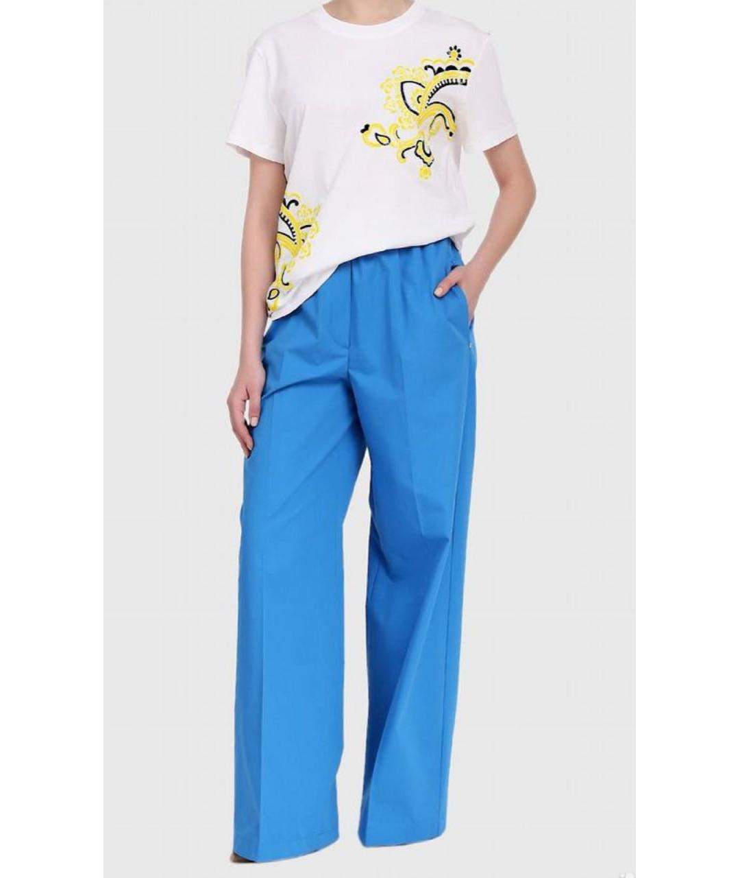 SPORTMAX Голубые хлопковые брюки широкие, фото 6