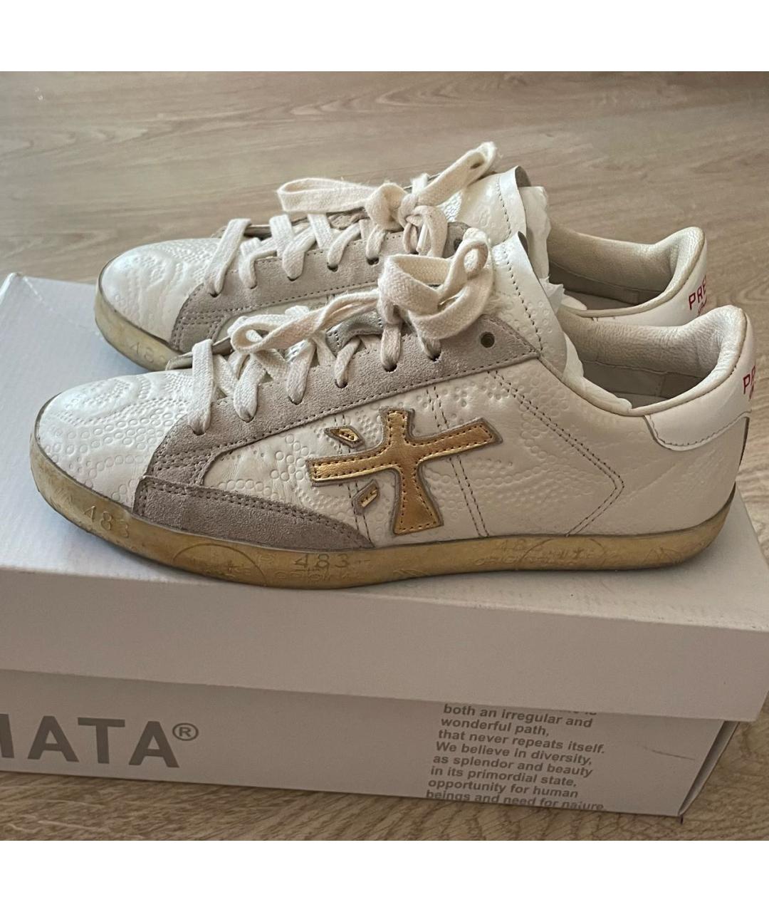 PREMIATA Бежевые кожаные кроссовки, фото 2