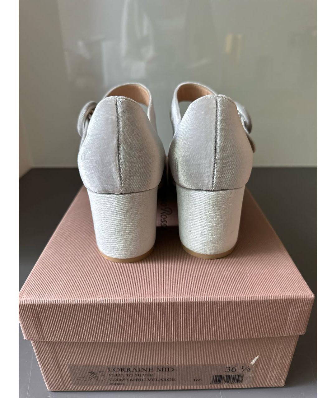 GIANVITO ROSSI Серые бархатные свадебные туфли на низком каблуке, фото 4