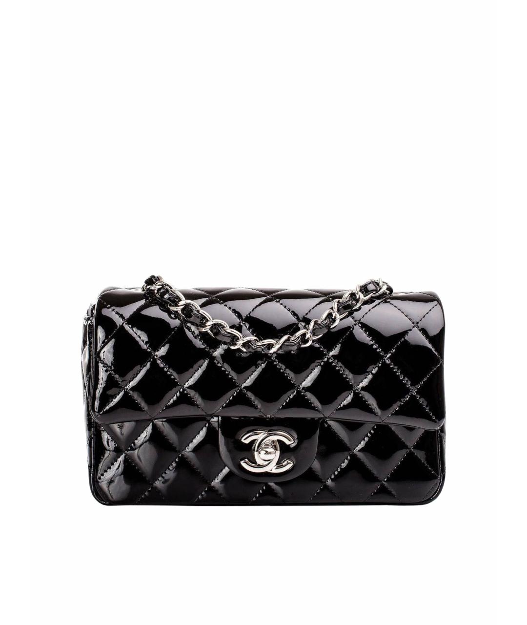 CHANEL Черная сумка через плечо из лакированной кожи, фото 1