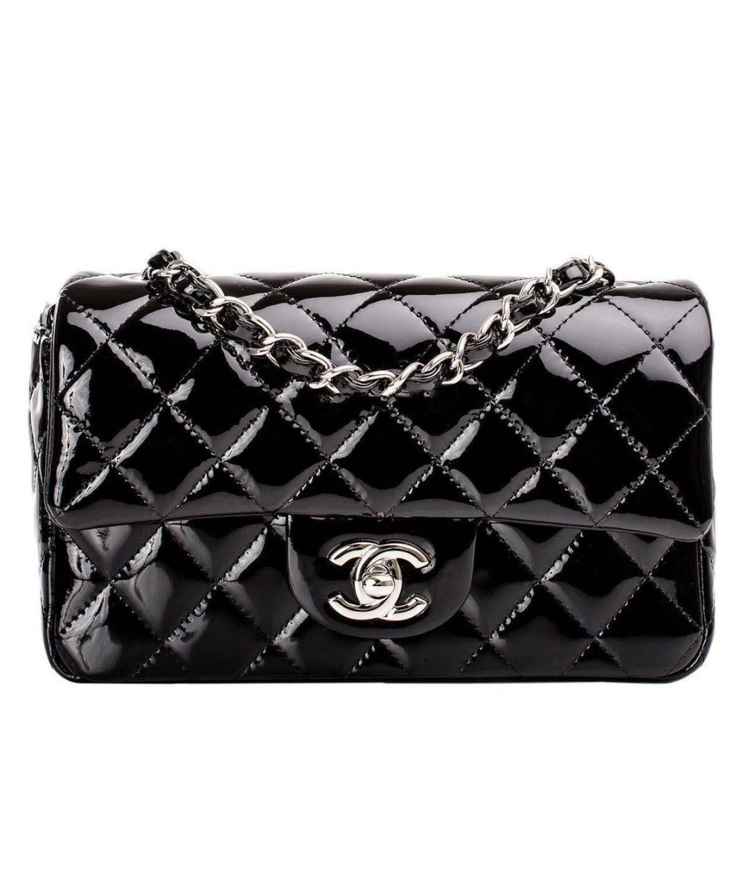 CHANEL Черная сумка через плечо из лакированной кожи, фото 4