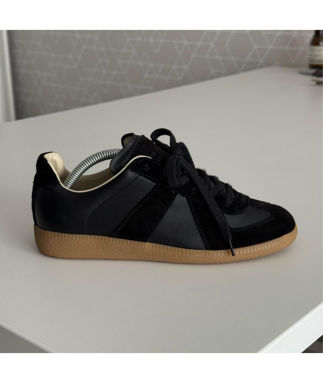 MAISON MARGIELA Черные кожаные кеды, фото 7