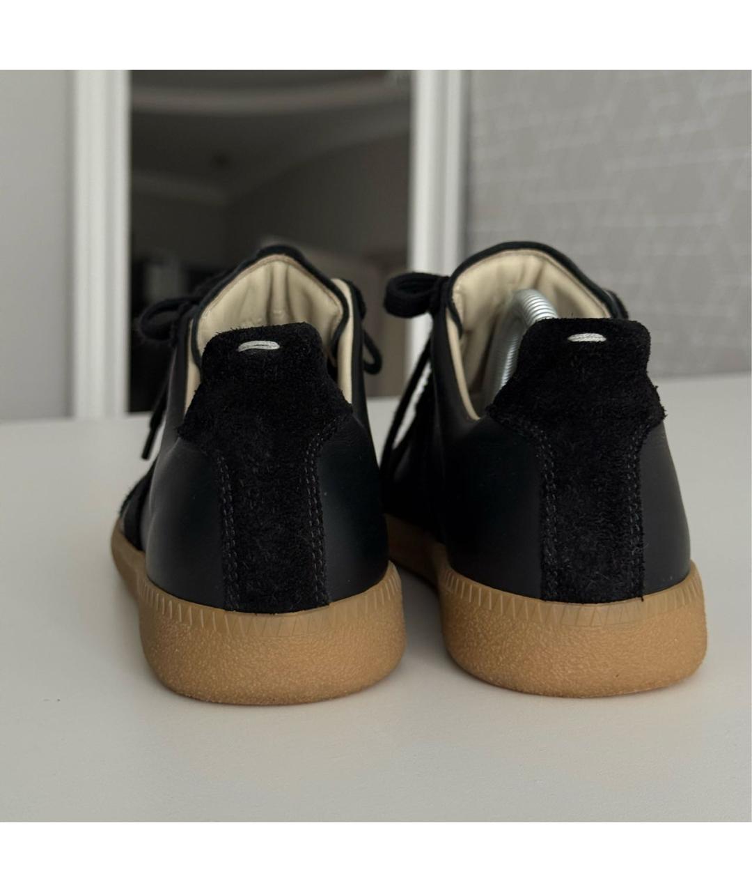 MAISON MARGIELA Черные кожаные кеды, фото 4