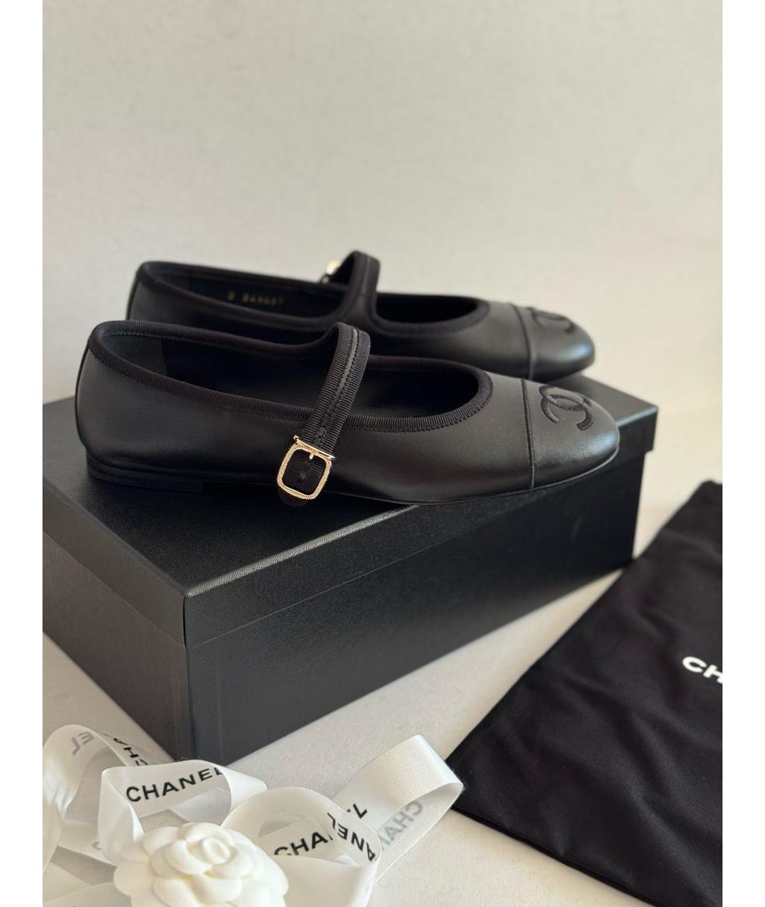 CHANEL Черные кожаные балетки, фото 2
