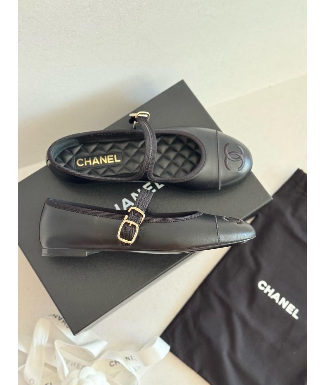 CHANEL Черные кожаные балетки, фото 6