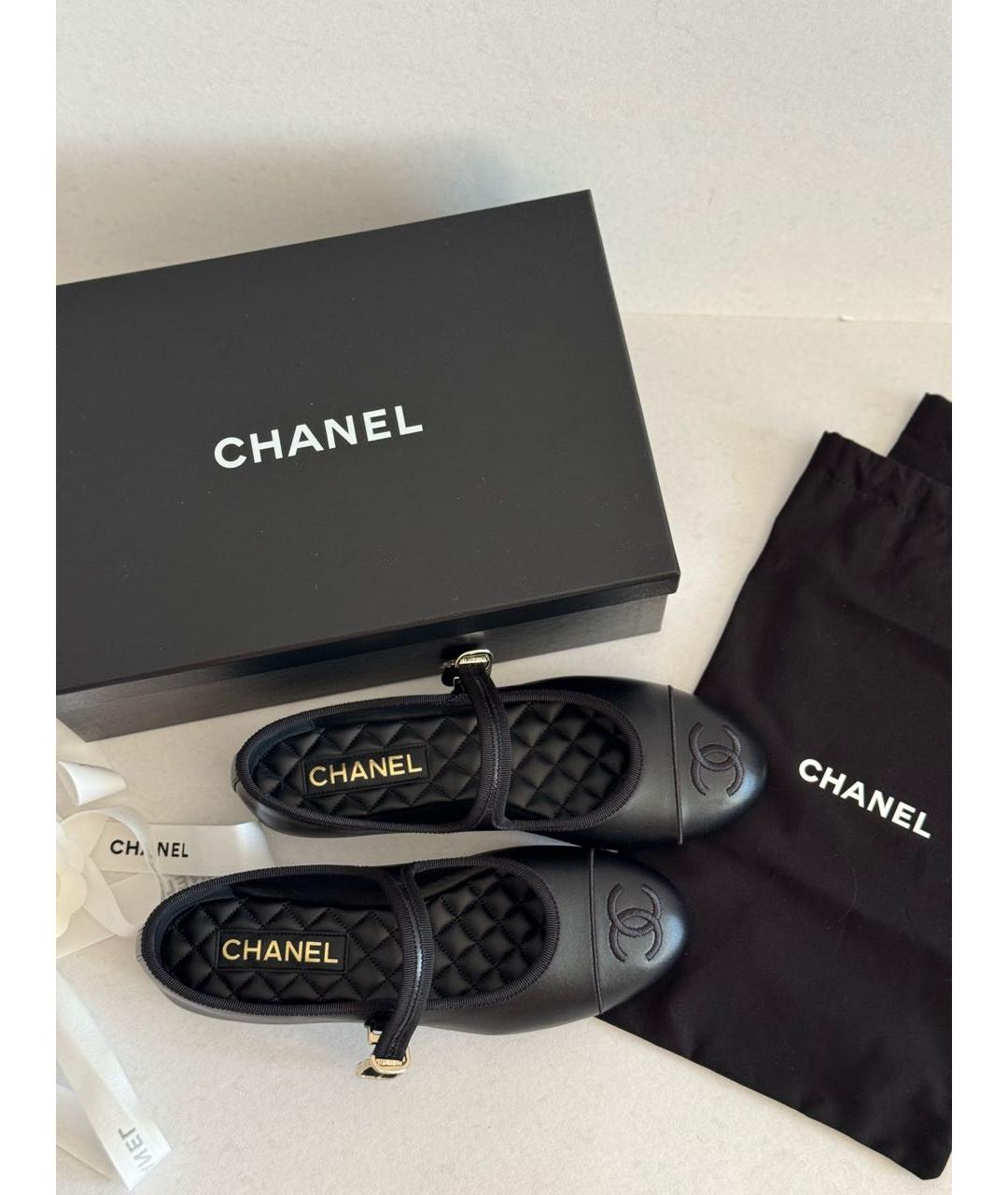 CHANEL Черные кожаные балетки, фото 5