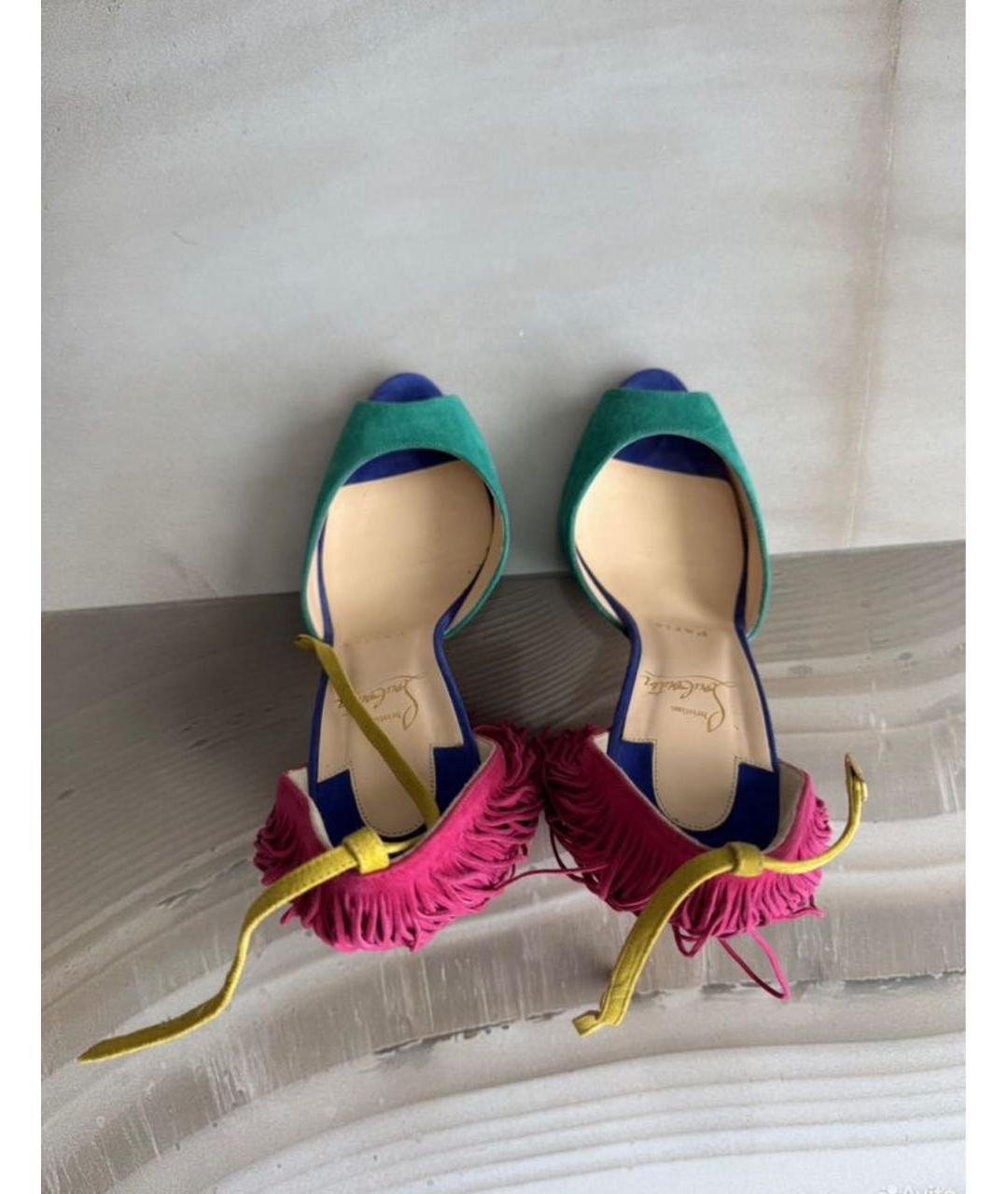 CHRISTIAN LOUBOUTIN Мульти замшевые босоножки, фото 3
