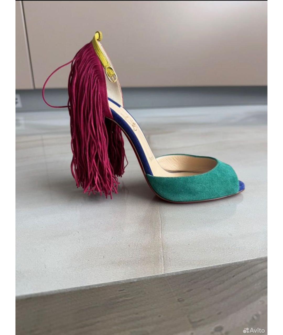 CHRISTIAN LOUBOUTIN Мульти замшевые босоножки, фото 6