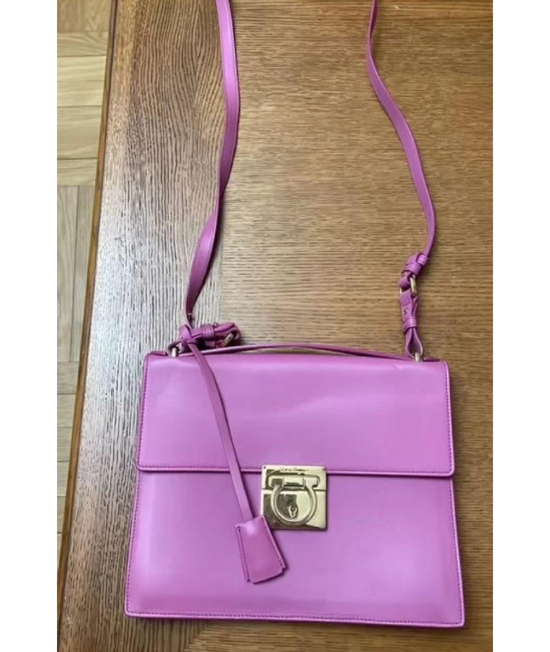 FERRAGAMO Розовая кожаная сумка с короткими ручками, фото 5