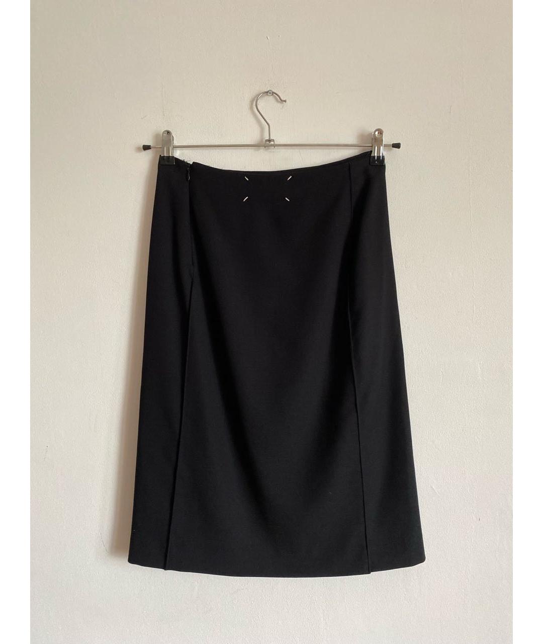 MAISON MARGIELA Черная шерстяная юбка миди, фото 2