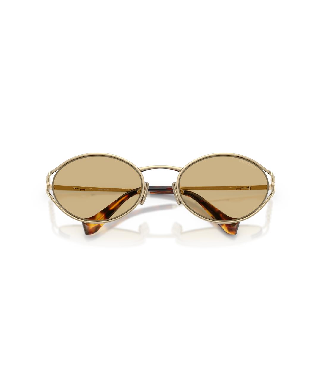 MIU MIU Коричневые металлические солнцезащитные очки, фото 4