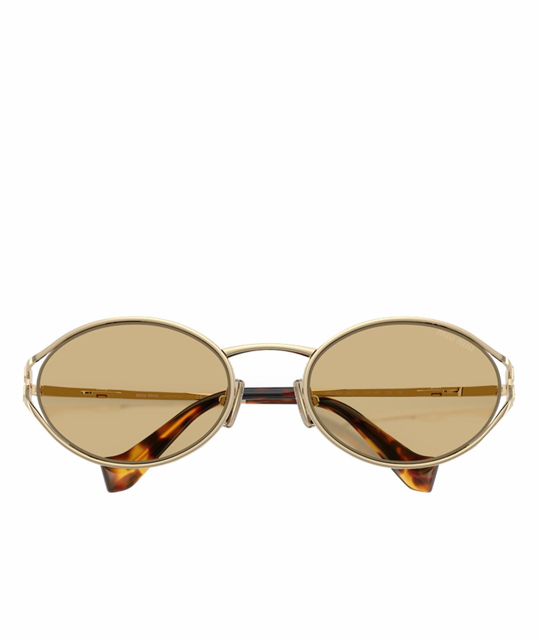 MIU MIU Коричневые металлические солнцезащитные очки, фото 1