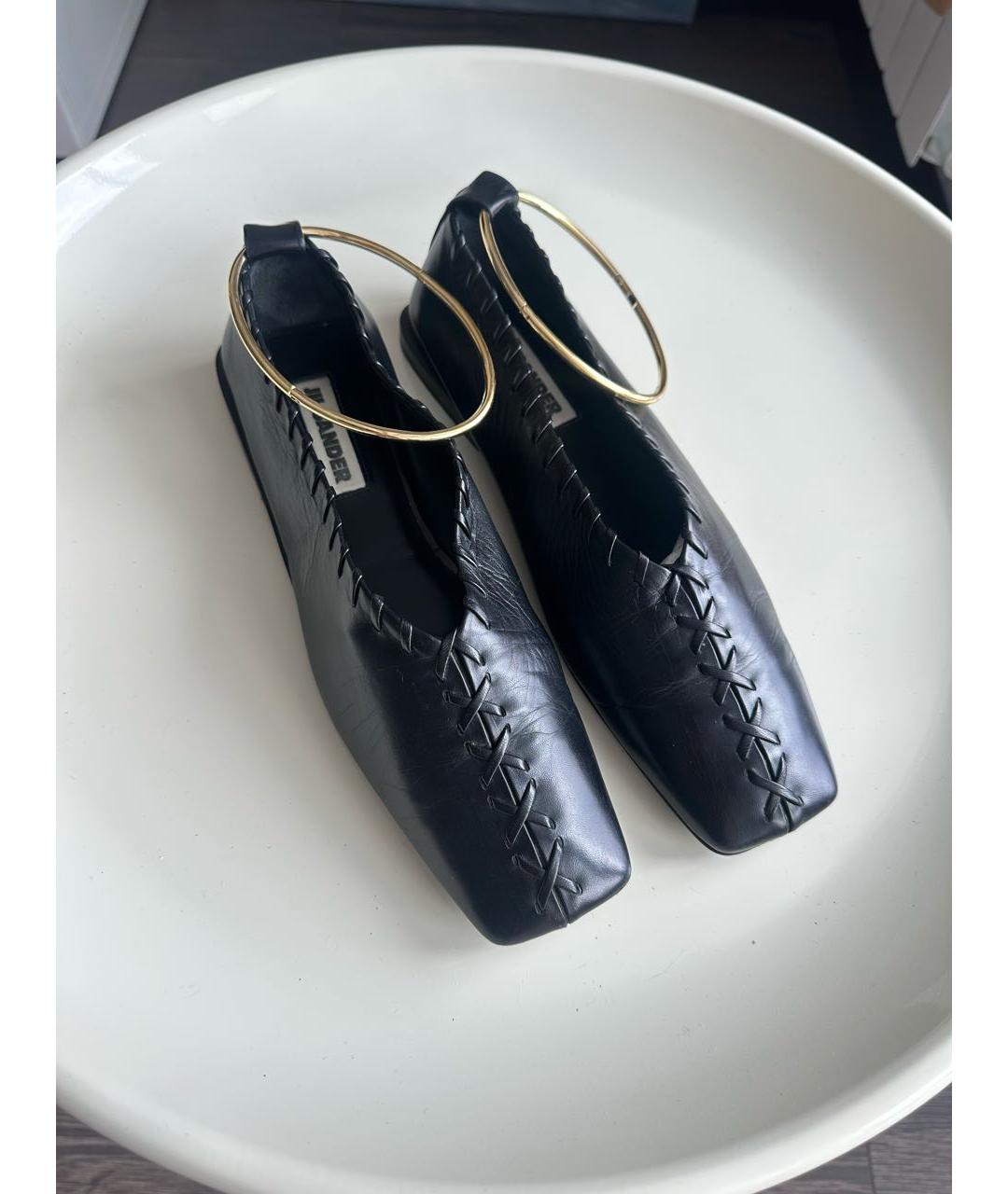 JIL SANDER Черные кожаные туфли, фото 2