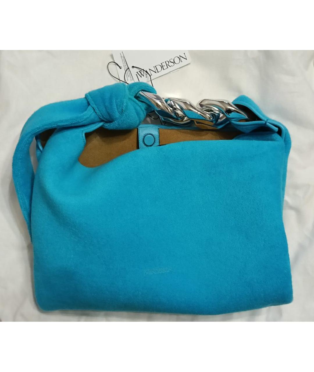 J.W.ANDERSON Голубая замшевая сумка с короткими ручками, фото 6