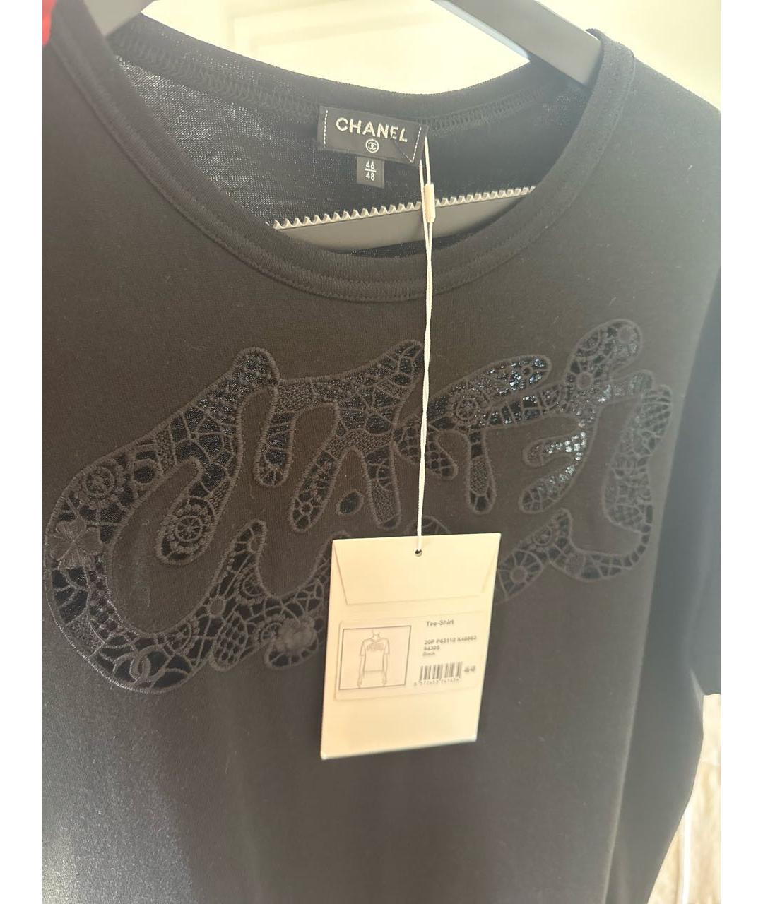 CHANEL Черная хлопковая футболка, фото 3
