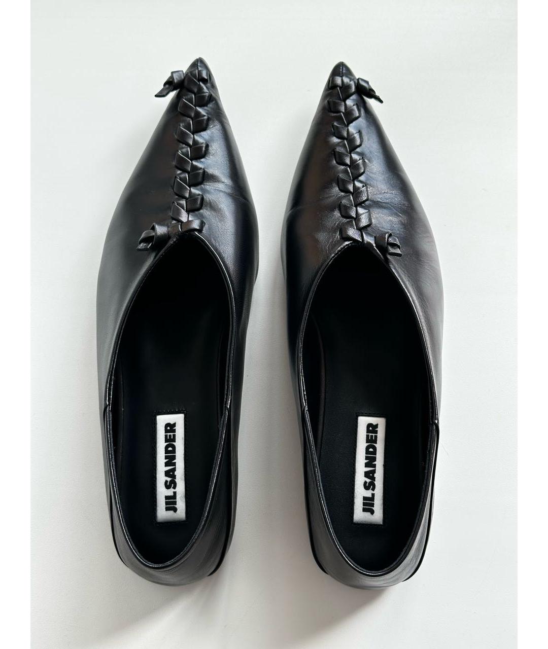 JIL SANDER Черные кожаные балетки, фото 3