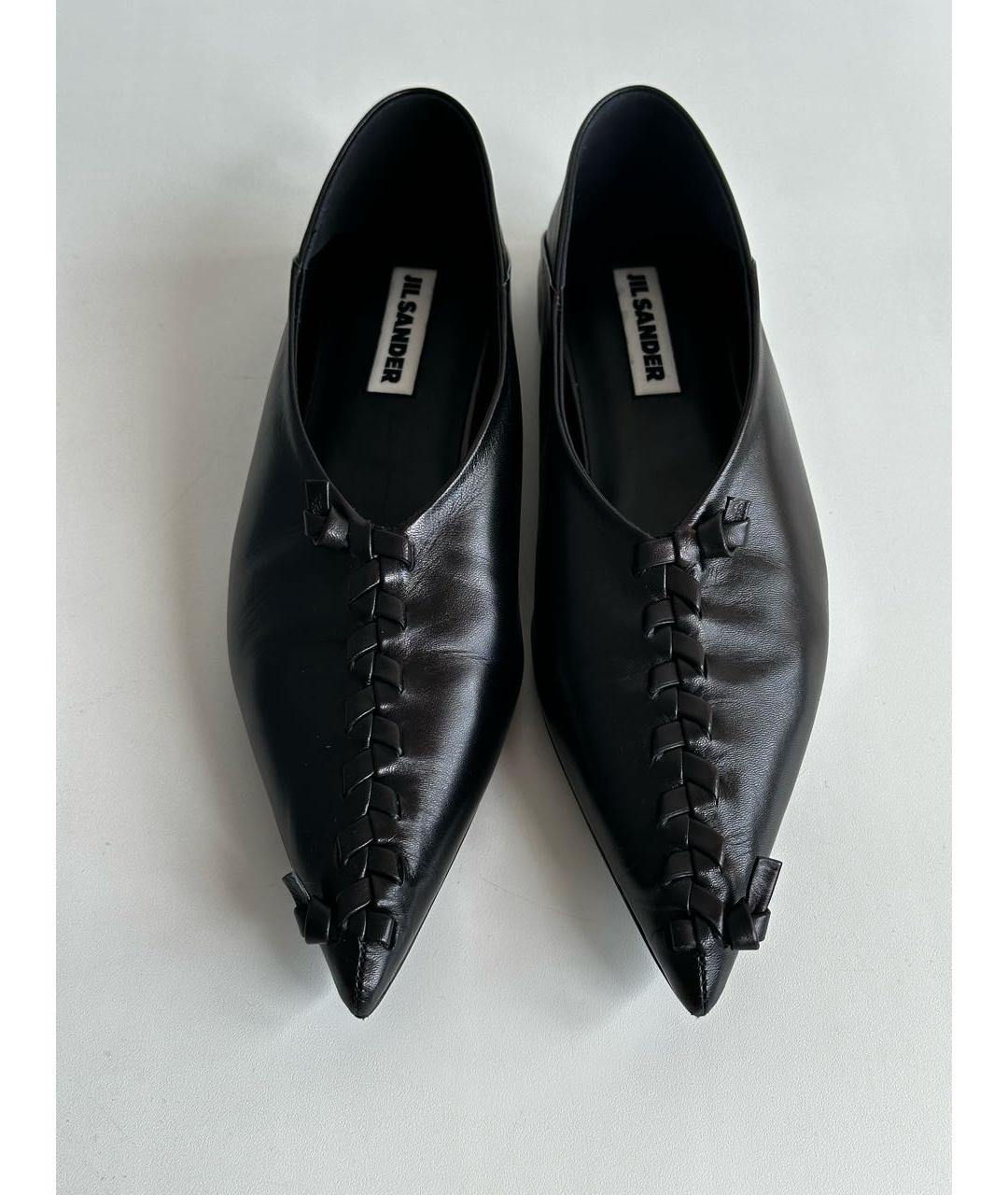 JIL SANDER Черные кожаные балетки, фото 2