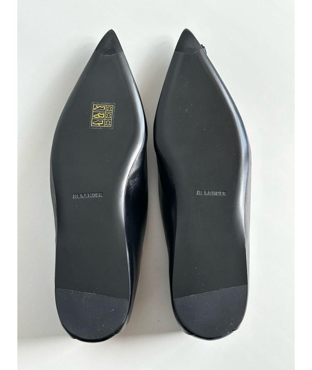 JIL SANDER Черные кожаные балетки, фото 5