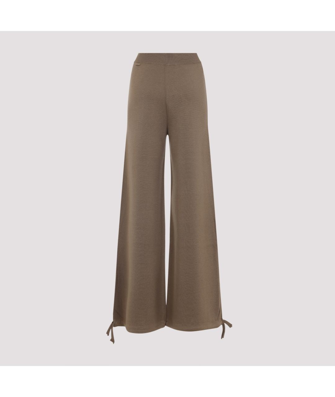 MAX MARA Коричневые шерстяные леггинсы и велосипедки, фото 4