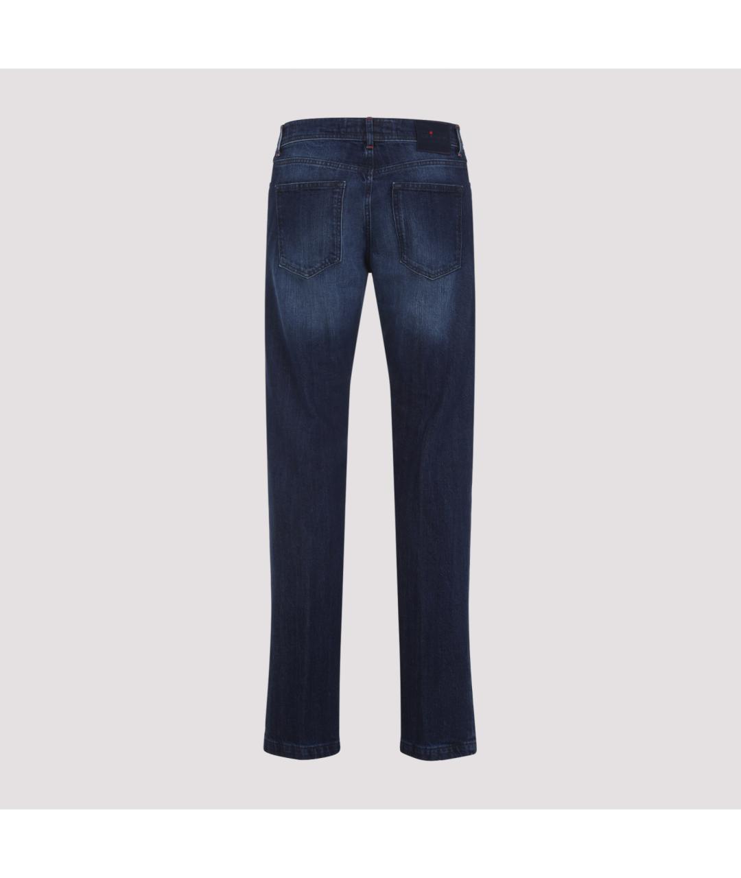 KITON Синие хлопко-эластановые прямые джинсы, фото 4