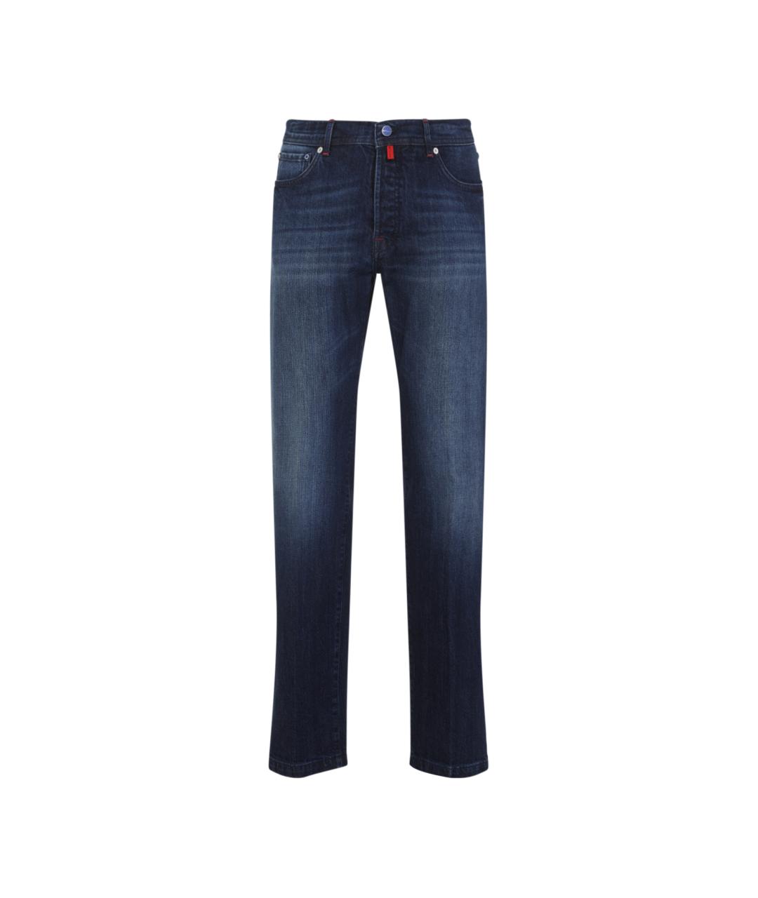 KITON Синие хлопко-эластановые прямые джинсы, фото 1