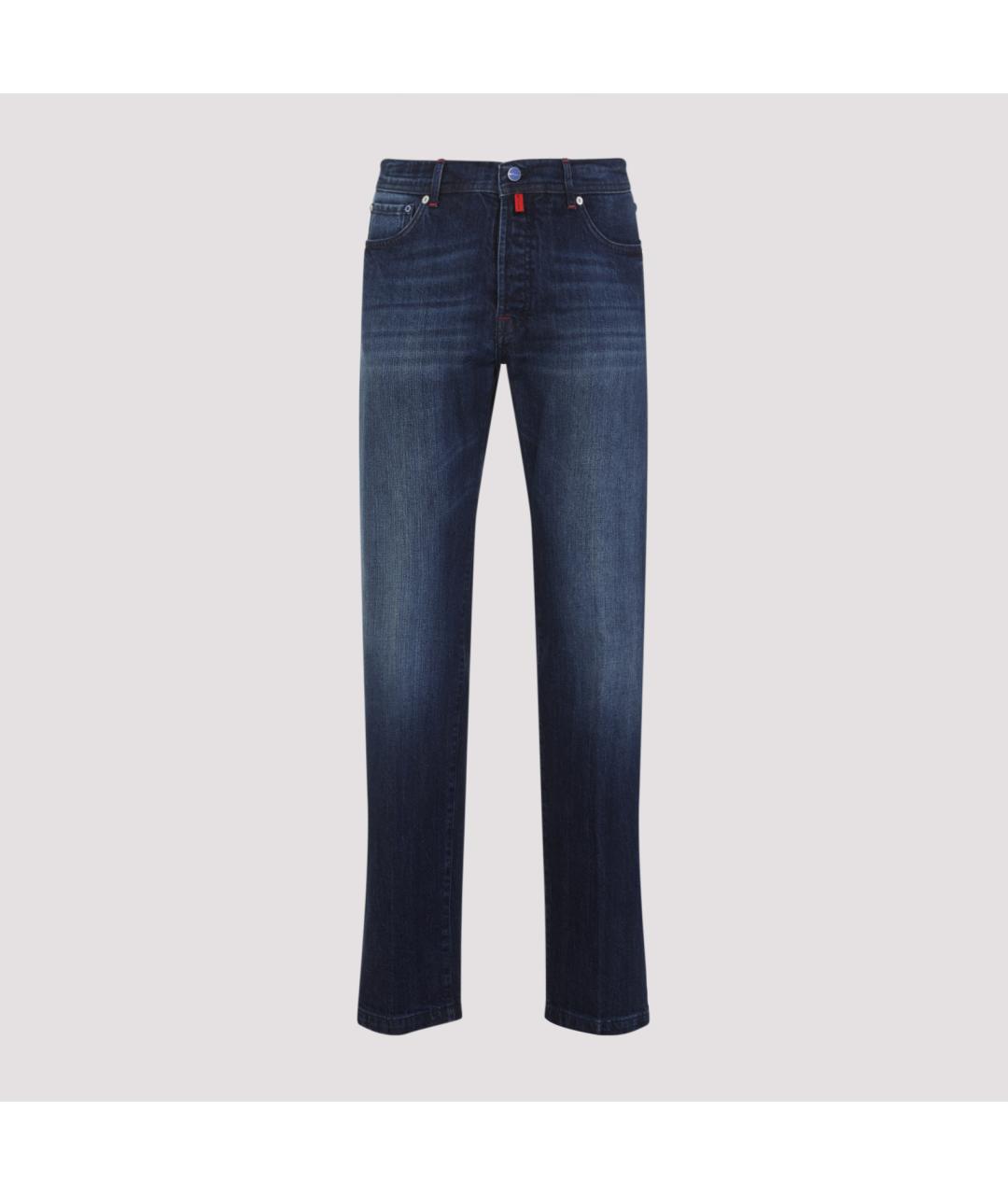 KITON Синие хлопко-эластановые прямые джинсы, фото 3