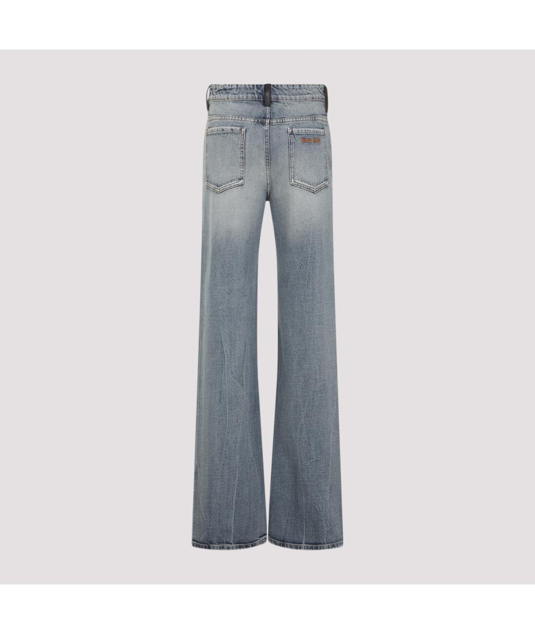 MIU MIU Голубые хлопковые прямые джинсы, фото 4