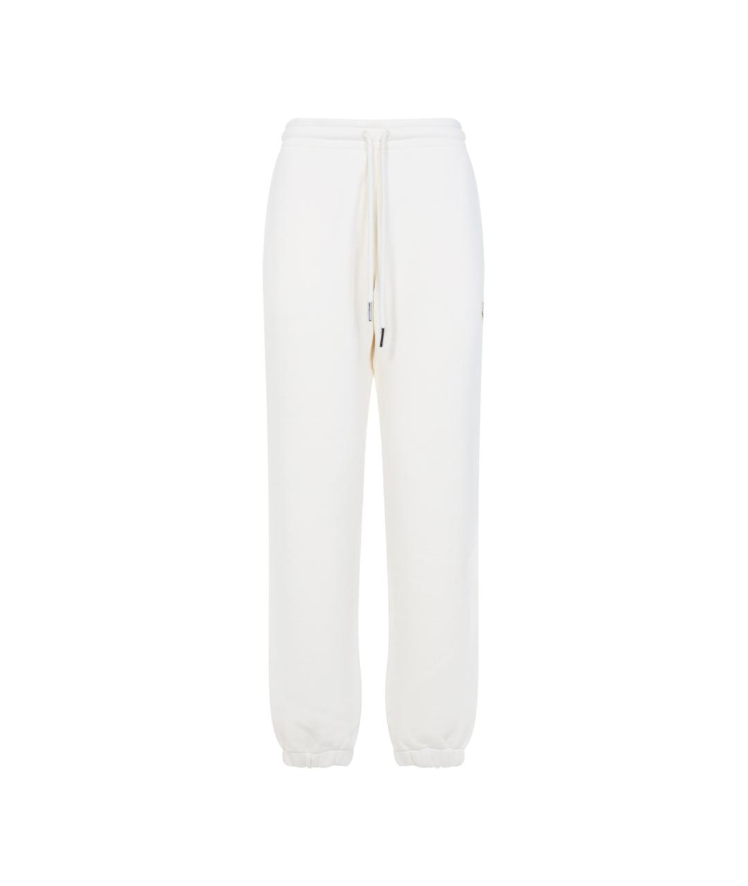 MONCLER Белые хлопковые прямые брюки, фото 1