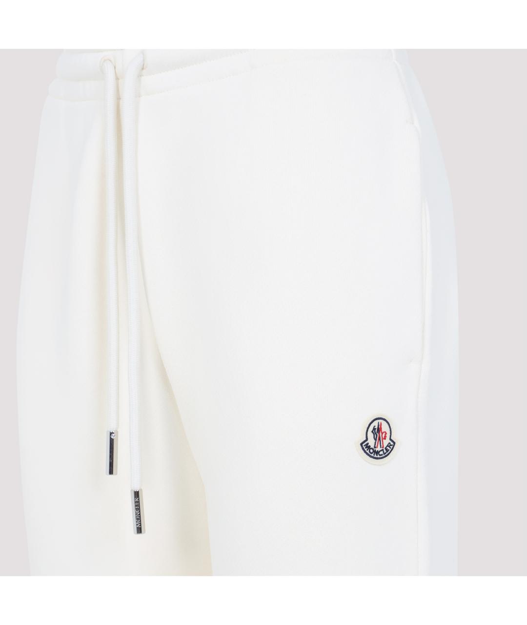 MONCLER Белые хлопковые прямые брюки, фото 5