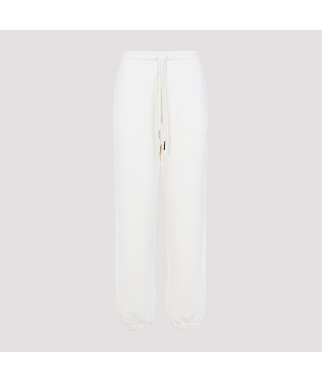 MONCLER Белые хлопковые прямые брюки, фото 2