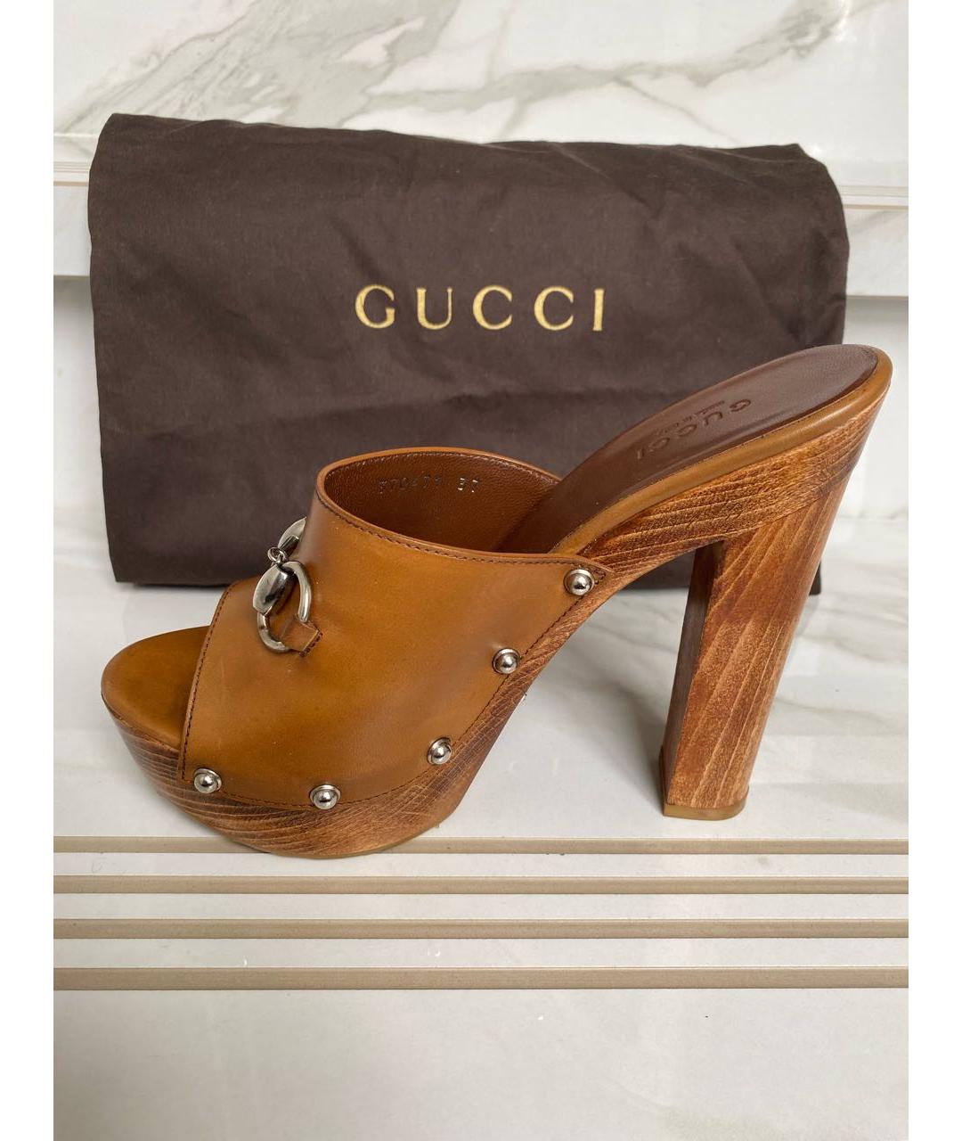 GUCCI Коричневые сабо, фото 2