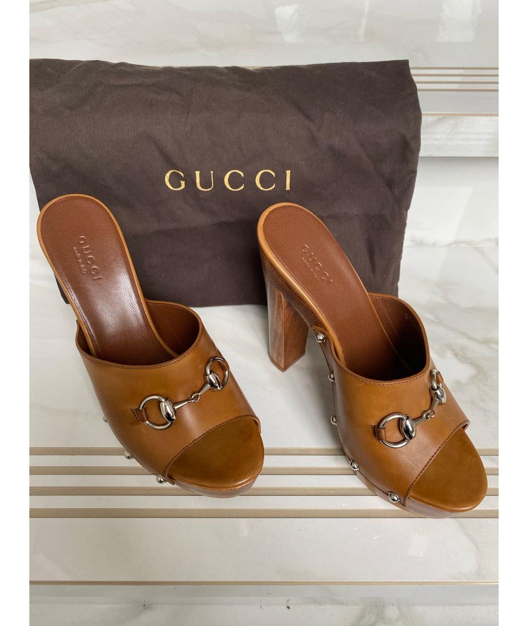 GUCCI Коричневые сабо, фото 3