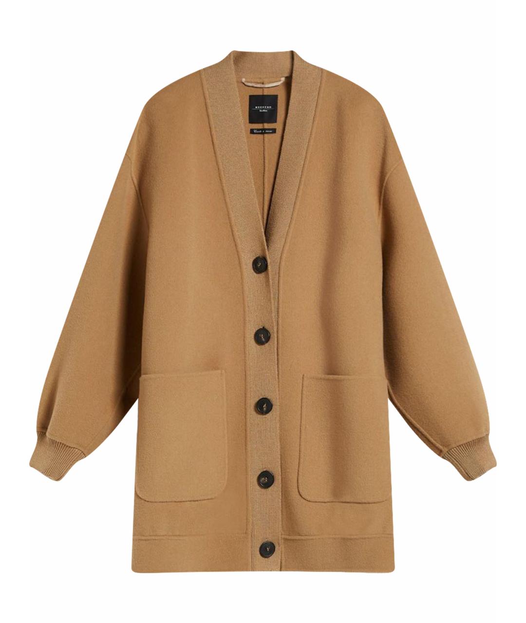 WEEKEND MAX MARA Коричневое шерстяное пальто, фото 1