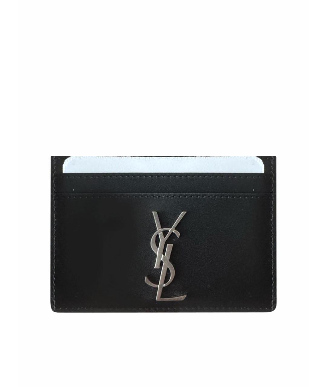 SAINT LAURENT Черный кожаный кардхолдер, фото 1
