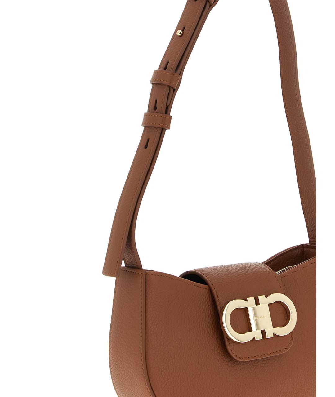 FERRAGAMO Коричневая кожаная сумка через плечо, фото 3
