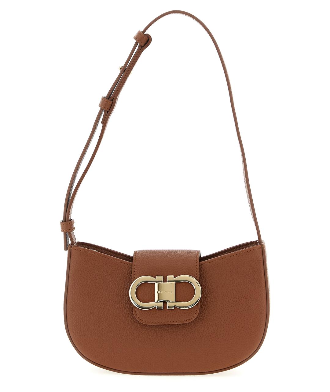 FERRAGAMO Коричневая кожаная сумка через плечо, фото 1