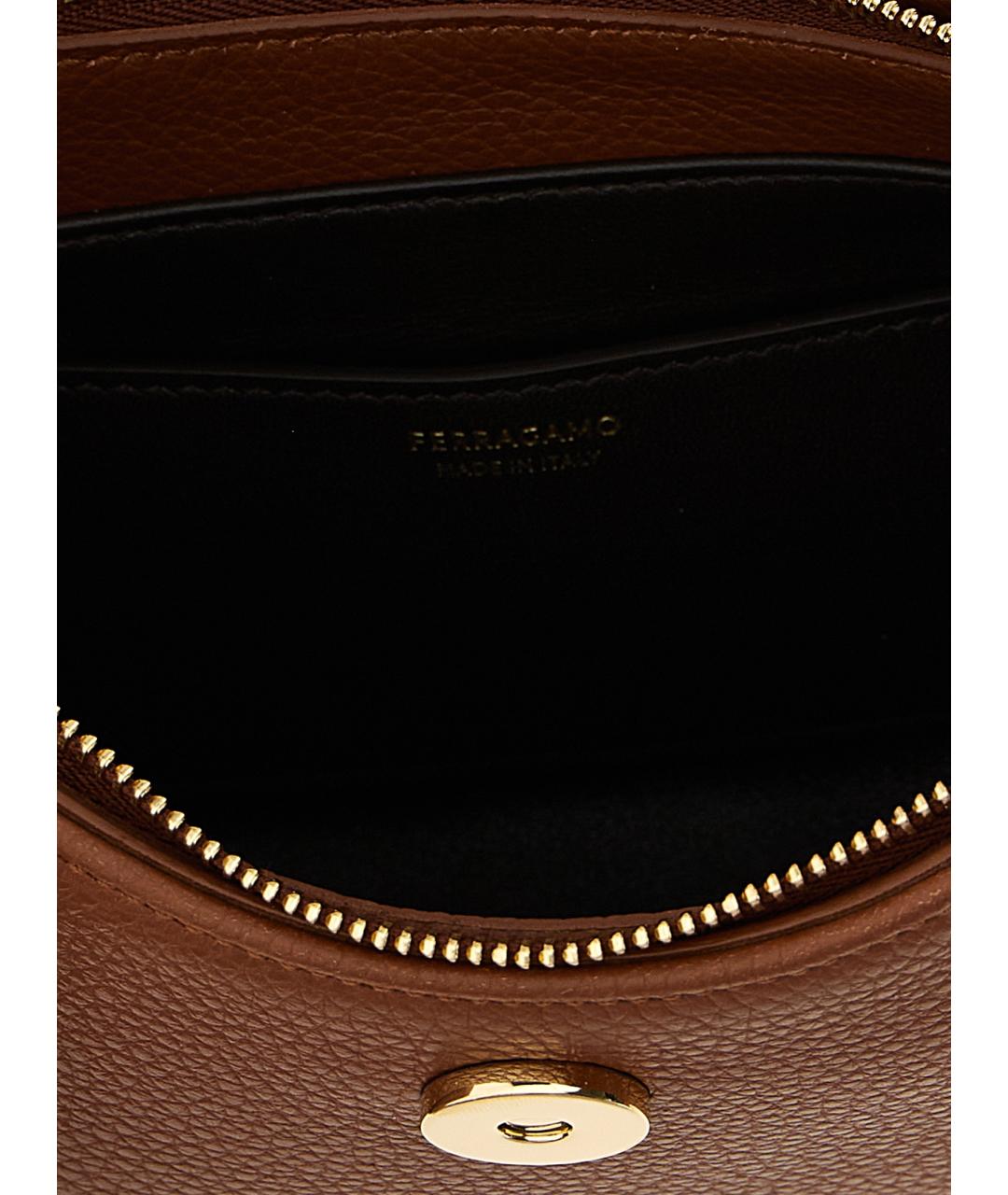 FERRAGAMO Коричневая кожаная сумка через плечо, фото 4