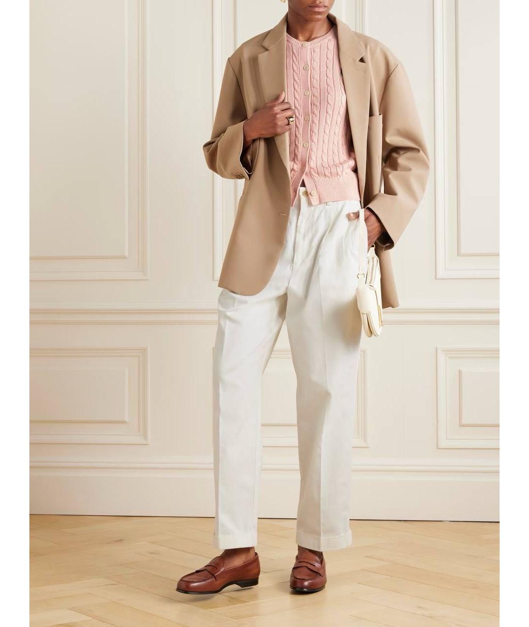 POLO RALPH LAUREN Белые хлопковые брюки широкие, фото 5