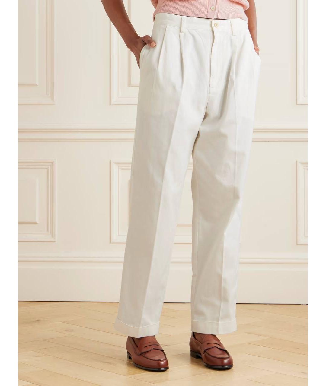 POLO RALPH LAUREN Белые хлопковые брюки широкие, фото 8