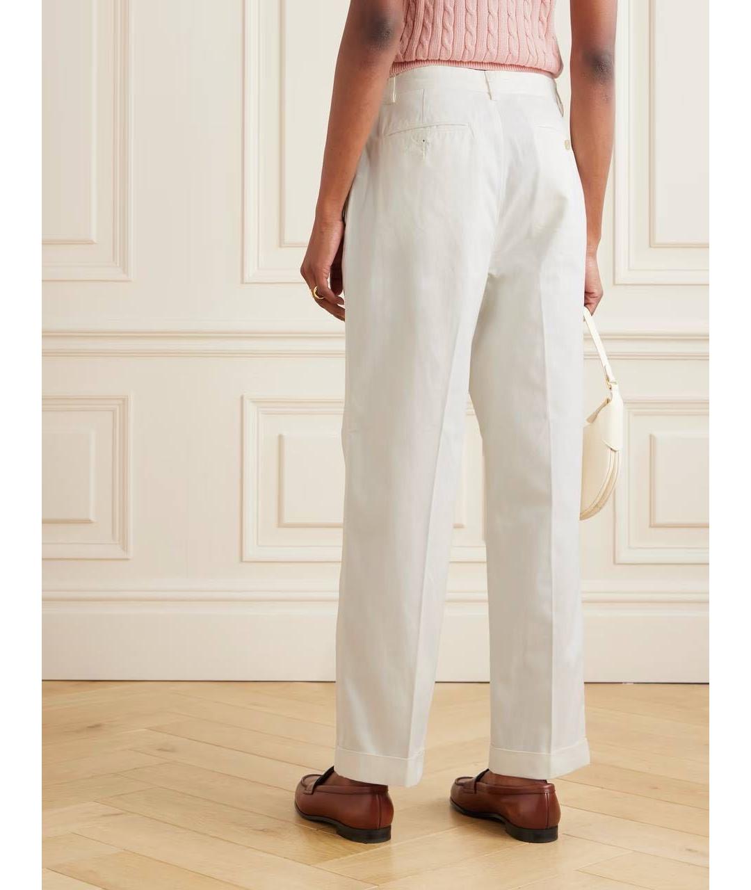POLO RALPH LAUREN Белые хлопковые брюки широкие, фото 7