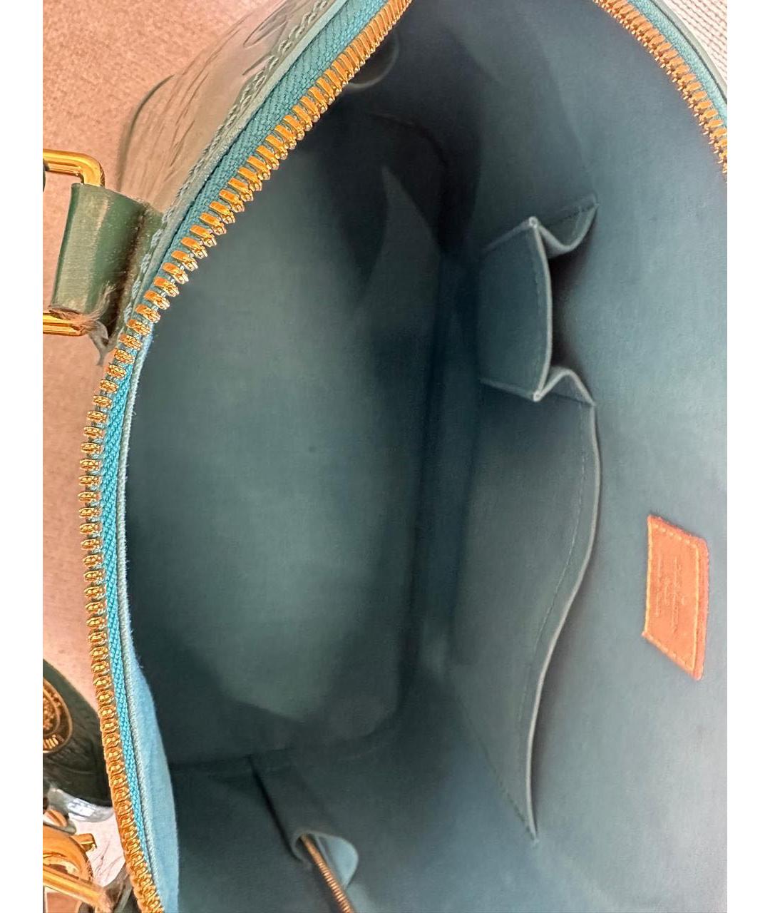 LOUIS VUITTON Бирюзовая кожаная сумка тоут, фото 4