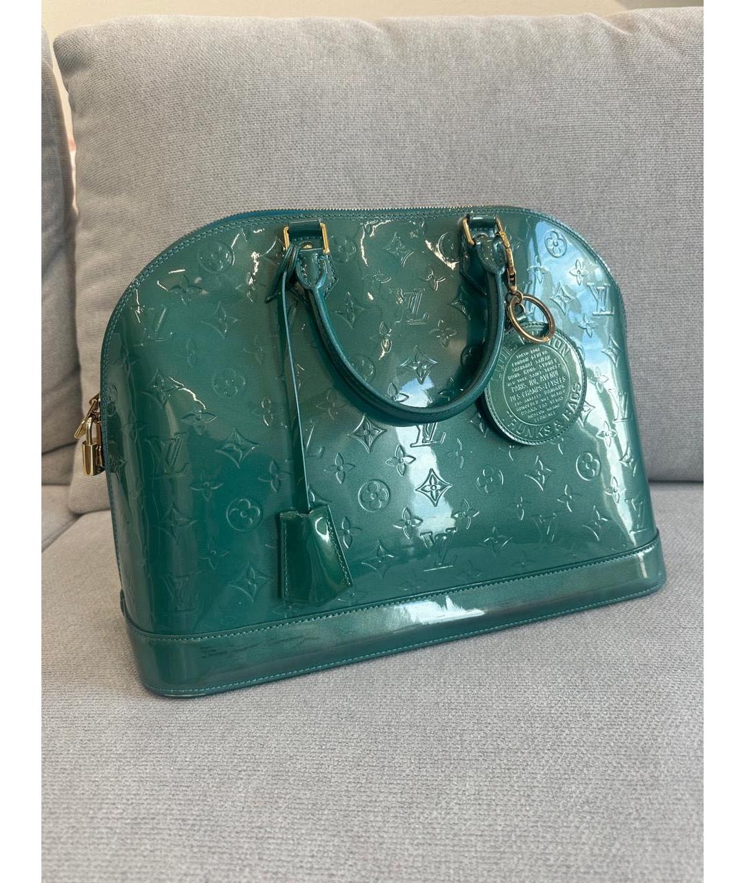 LOUIS VUITTON Бирюзовая кожаная сумка тоут, фото 2