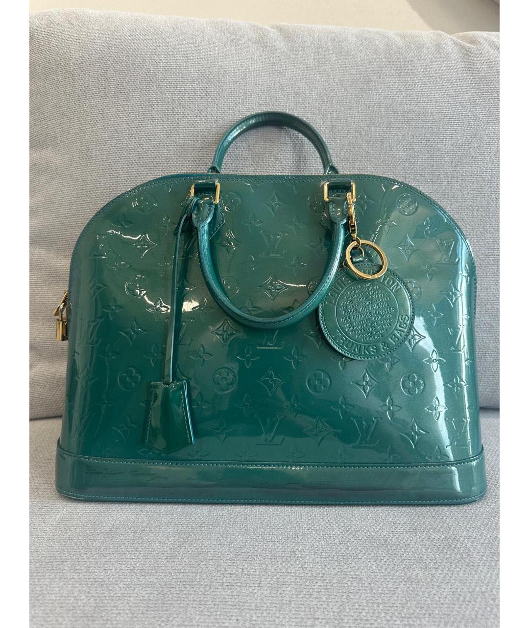 LOUIS VUITTON Бирюзовая кожаная сумка тоут, фото 7