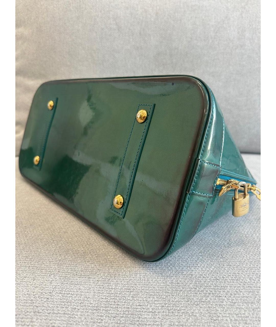 LOUIS VUITTON Бирюзовая кожаная сумка тоут, фото 5