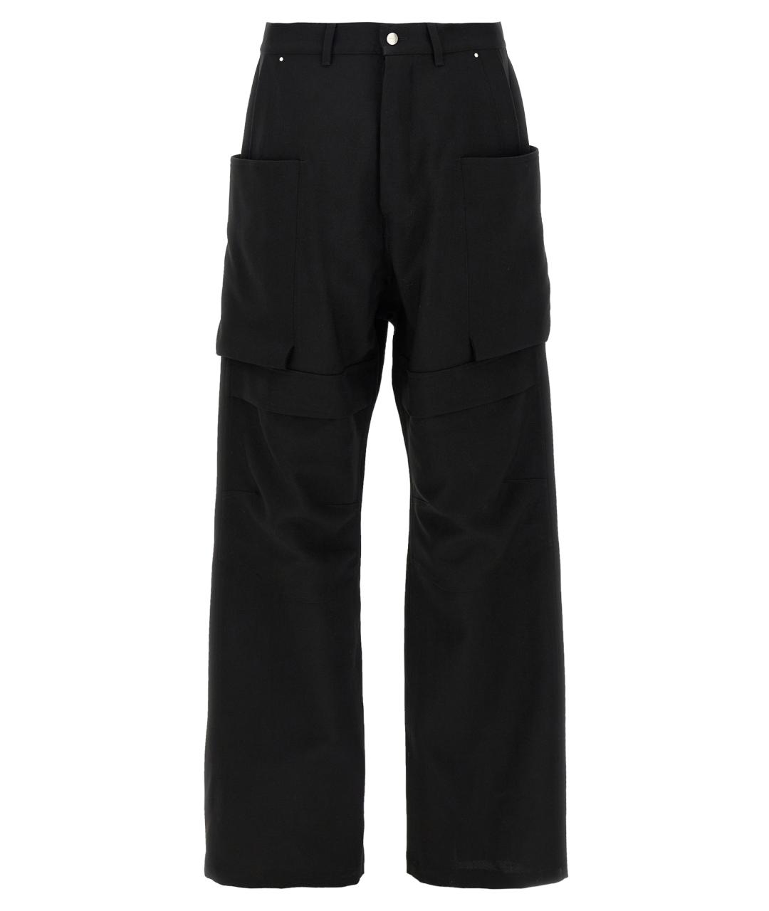 RICK OWENS Черные шерстяные повседневные брюки, фото 1