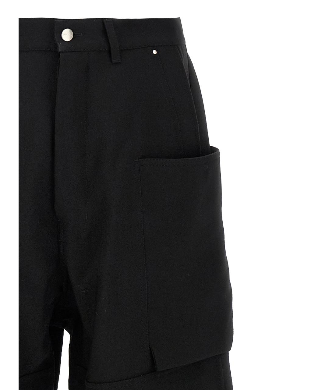 RICK OWENS Черные шерстяные повседневные брюки, фото 3
