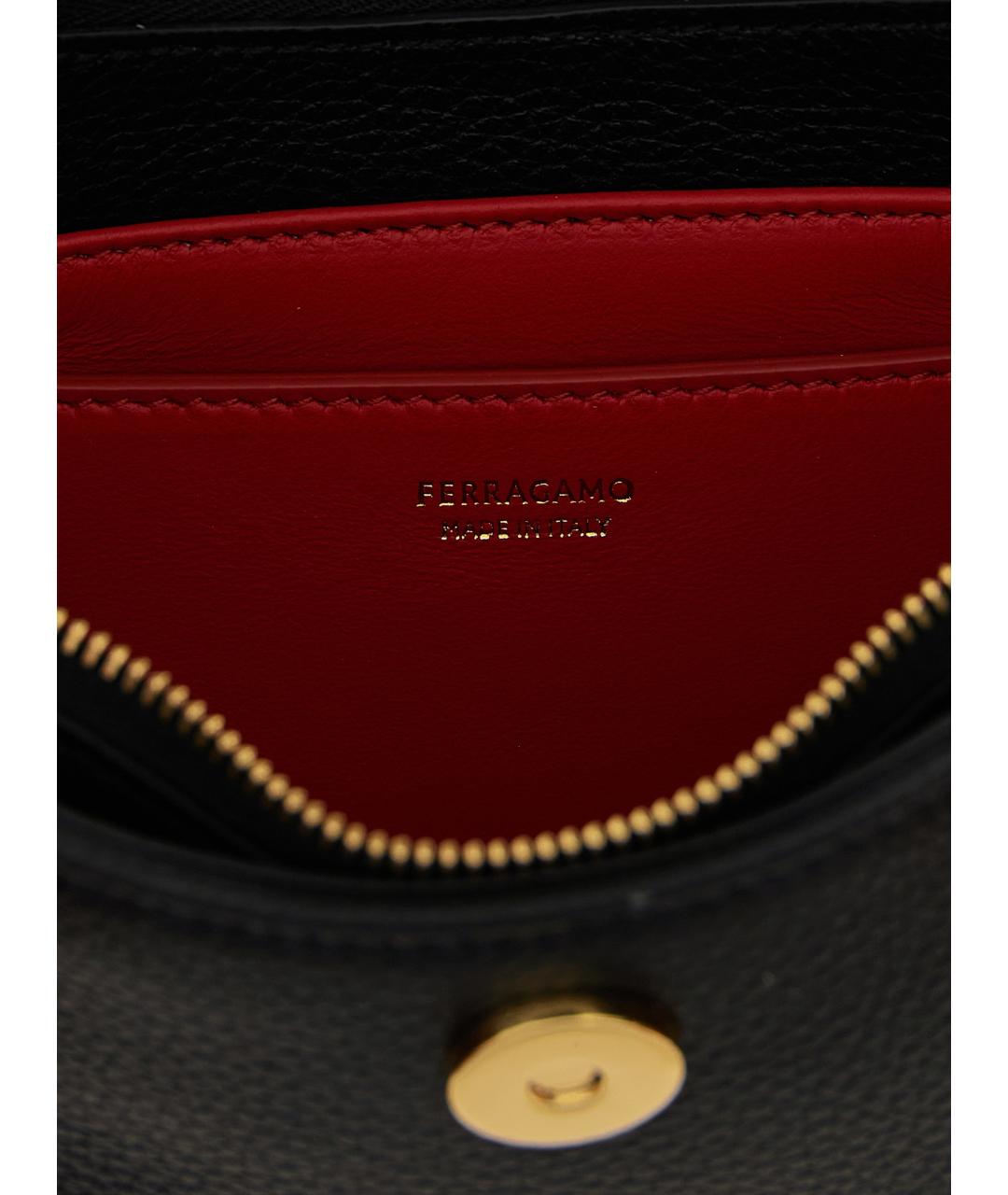 FERRAGAMO Черная кожаная сумка через плечо, фото 4